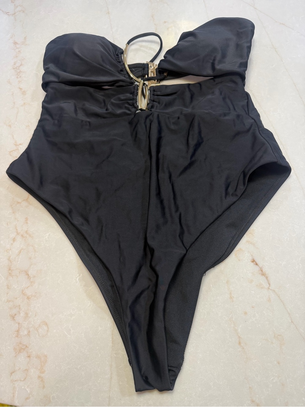 River island black / gold one piece swimsuit size 8